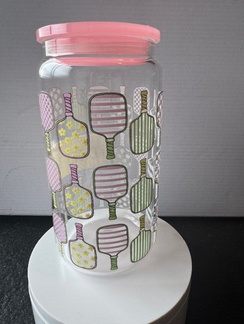 "I'd hit that" pickleball 16 oz. glass tumbler with glass straws