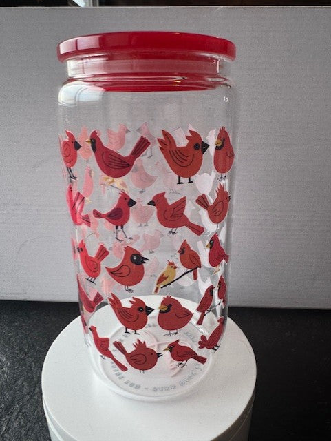 Cardinal birds 16 oz. glass tumbler with glass straws (Copy)