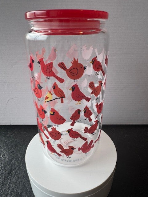 Cardinal birds 16 oz. glass tumbler with glass straws (Copy)
