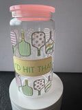 "I'd hit that" pickleball 16 oz. glass tumbler with glass straws