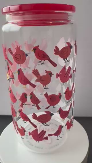 Cardinal birds 16 oz. glass tumbler with glass straws (Copy)
