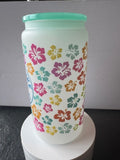 "Tropic Like it's Hot" in frosted 16 oz. glass tumbler with glass straws